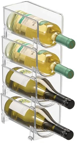 iDesign Stackable Bottle Holder for Water or Wine Bottles - Set of 4 - Clear