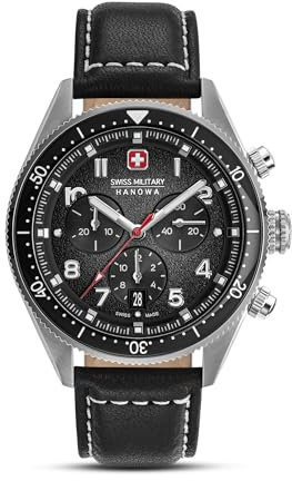 Swiss Military Hanowa SMWGC0003801 Greyhound Chrono Herrenuhr mit Lederband Saphirglas
