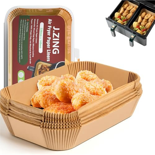 J.ZING 100PC Air Fryer Liners for Ninja Dual Air Fryer AF300UK AF400UK AF500UK Salter Tower and Other Dual Zone Air Fryers - Disposable Air Fryer Parchment Paper Accessories