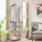 Warmiehomy 39X170cm Full Length Mirror with Coat Rack, 360° Solid Wood Swivel Freestanding Floor Long Mirror for Bedroom, Living Room, Cloakroom (White)