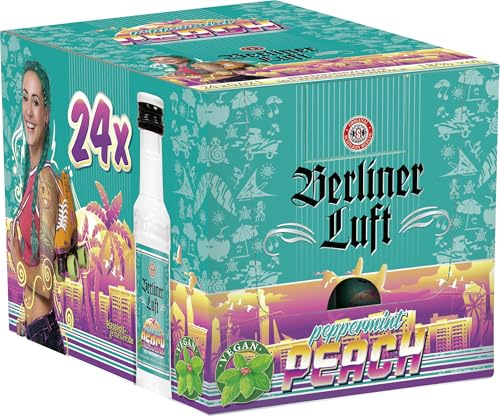 Berliner Luft Peppermint Peach | 24 x 0,02L| Kultiger Pfefferminzlikör mit Pfirsichgeschmack | Minze & Pfirsich | Vegan & glutenfrei | Made in Berlin | 18% Vol.