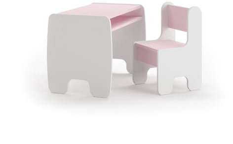 KOBI Ensemble Table + 2 chaises pour Chambre d'enfant | pour Enfants - Filles et garçons | Tableau de Peinture | Table des Enfants (Table + 1 Chaise - Blanc/Rose)