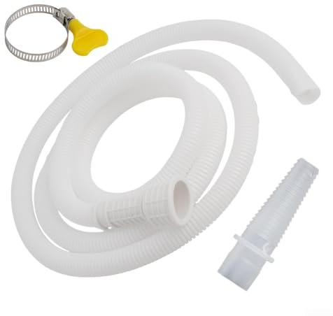Tubería de drenaje de aire acondicionado blanca, manguera de drenaje de aire acondicionado de repuesto con abrazadera y conectores para aire acondicionado y lavadoras (2 m)