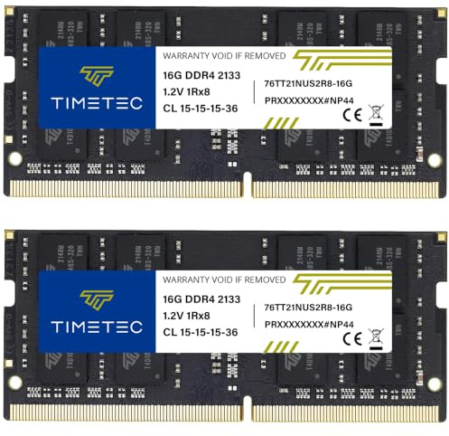 Timetec Premium 32 GB Kit (2x16 GB) DDR4 2133 MHz (PC4-2133P) PC4-17000 SODIMM – Non-ECC Unbuffered, 260-Pin, 1,2 V, CL15, Speichermodul für Laptops, Notebooks, Mini-PCs und All-in-One-Computer