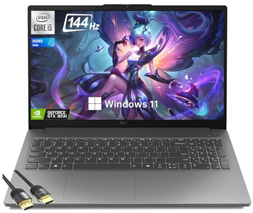 Lenovo LOQ Essential Gaming Laptop, 15.6 FHD 144Hz Display,Intel Core i5-12450HX, GeForce RTX 3050,16GB DDR5 RAM, 512GB SSD,AI Copilot, Wi-FI 6, HDMI, PDG HDMI Cable, US Version KB, Win 11 Pro