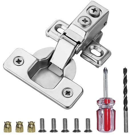 12 Pcs Soft-Close Adjustable Full Overlay Concealed Cabinet Hinges - Ideal for Kitchen Cabinets, Wardrobes, Closets and Bathrooms - Durable Construction with Easy Installation Mounting Screws