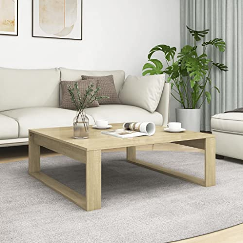 LoogCape Couchtisch Sonoma-Eiche 100x100x35 cm, Holzwerkstoff, quadratisch, für Wohnzimmer, Ablagefläche, modernes Design