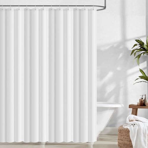 Leseed Bianco Tenda Doccia Antimuffa 180x200 cm con Anelli | Shower Curtain Tessuto Realizzata in Fibra di Poliestere Impermeabile Asciugatura Rapida