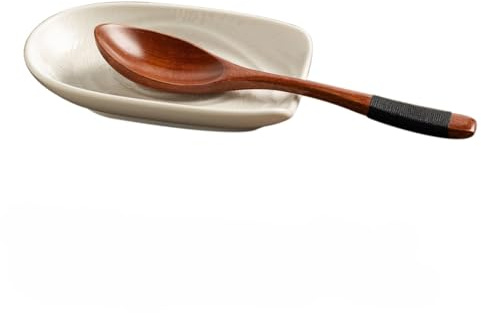 Repose Cuillère Cuisine en Céramique,Support pour Ustensiles de Cuisine,Porte-Cuillère pour Spatules,Pinces,Lavable au lave-vaisselle, Cuillères à Café ou Ustensiles,Cuisinière et Comptoir(Blanc,13cm)