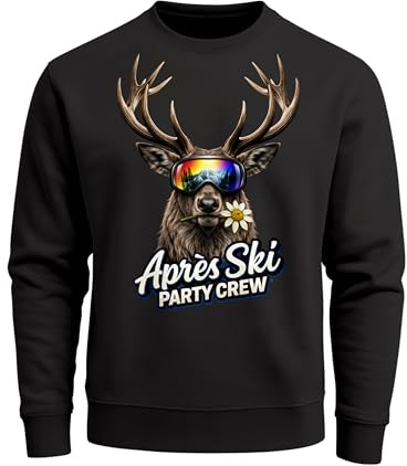MoonWorks® Herren Sweatshirt Après-Ski Party Crew Hirsch Aufdruck Grafik Print Statement Pullover Männer Winter