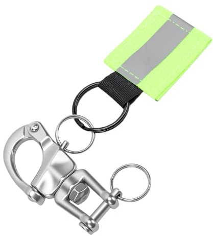 Tbest Mousqueton à Largage Rapide, Manille Tournante 360 Degrés en Acier Inoxydable 316 avec 8 Porte Clés Réfléchissants for Voile, Drisse et Accastillage Marin