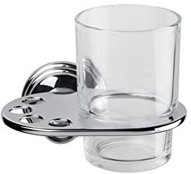 Croydex Westminster Chrome & Glass Toothbrush and Tumbler Holder