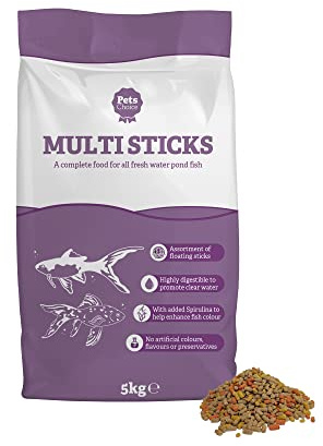 Pets Choice | Fish Food, Multi Sticks | Floating, Highly Digestible & Non-Clouding | Added Spirulina to Enhance Colour (5kg)