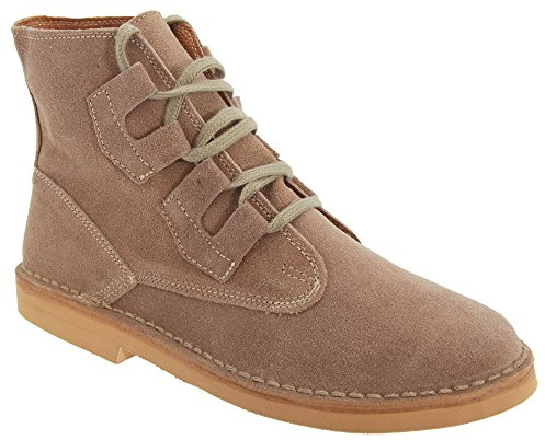Roamers Mens Taupe Leather Suede Ghillie Tie Desert Boots