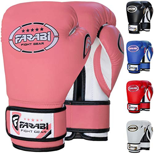 Farabi Sports Gants de Boxe Enfant 4oz 6oz 8oz – Gants Junior pour Muay Thai, Kickboxing, Sparring & Entraînement sur Sac de Frappe (Pink, 6-oz)