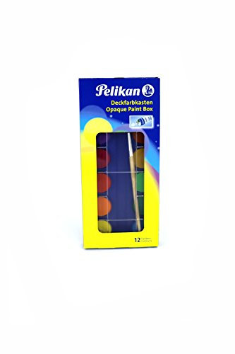 Pelikan, Set de Acuarelas para Pintar, 12 Colores Vibrantes, Pincel y Témpera Blanca Incluidos, No Tóxicas