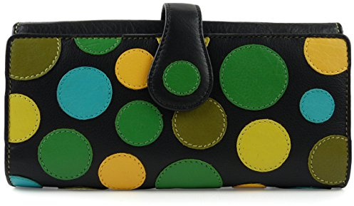 Visconti Damen Leder Polka Groß Klappe über Portemonnaie/Portmonee Geschenkbox Münze - Lilly Pad, N/A