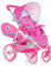 Hauck Zwillings- und Geschwister Puppenwagen Malibu Duo, feststellbare Fronträder, abnehmbarer Sicherheitsbügel, verstellbares Sonnendach, 360° Pirouetten Räder - Birdie Pink