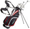 Wilson Anfänger-Amazon Exclusive Komplettsatz, 10 Golfschläger mit Carrybag, Herren, Rechtshand, Stretch XL, schwarz/grau/rot, WGG157548