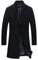 Benibos Mens Trench Coat Slim Fit Notched Collar Overcoat (S, F20 Black)