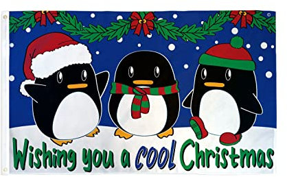 AZ FLAG - Drapeau Joyeux Noêl Cool Christmas - 150x90 cm - Drapeau Wishing You A Cool Christmas 100% Polyester Avec Oeillets Métalliques Intégrés - Pavillon 110 g