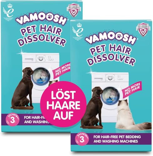 Vamoosh Pet Hair Dissolver - Pet Hair Remover for Washing Machines, 6x100g, Removes Odour Dissolves Dog, Cat, Horse, Animal Fur, Cleans Bedding in Washing Machine, Easy to Use, Up to 6 Washes