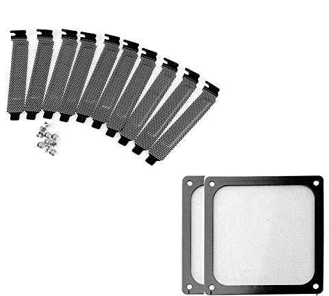 S SIENOC 10 x PCI Slot Abdeckung mit Schrauben + 2 x 120 mm | Lüfterabdeckung mit Ultra-feinem Staubfilter, Magnet-Montage Schwarz (10 x PCI Abdeckung + 2 Staubfilter)