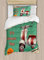 ABAKUHAUS Vintage Bettbezugs Set für Einzelbetten, Retro Motorrad-Worte, Milbensicher Allergiker geeignet mit Kissenbezug, 130 x 200 cm, Mehrfarbig Seafoam