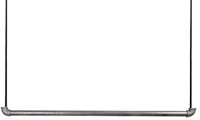 1x Natural Goods Berlin Hängegarderobe Pipe GARD Swing | frei hängende Industrial Vintage Kleiderstange Deckenmontage am 5m Seil höhenverstellbar | Wasserrohre Fitting | DIY (90cm, schwarzes Seil)