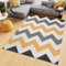 TAPISO Maya Teppich Kurzflor Grau Weiß Gelb Modern Geometrisch Zig Zag Streifen Gestreift Design Wohnzimmer Schlafzimmer ÖKOTEX 200 x 200 cm
