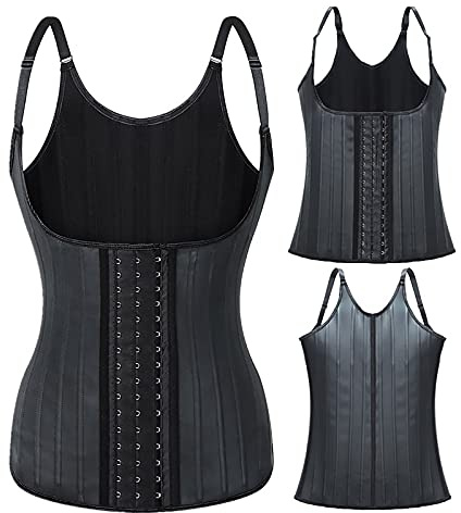 Femme Latex Gilet Taille Formateur Corset Corps Shaper Fitness Minceur Sauna Gilet de Sudation T-Shirt Thermique (Color : Black, Size : XL)