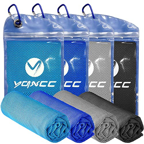 YQXCC Kühlendes Handtuch 4 Stück 120 x 30 cm, Eishandtuch, Mikrofaser für Sofortige Kühlung - Für Yoga, Strand, Golf, Reisen, Fitnessstudio, Sport, Schwimmen