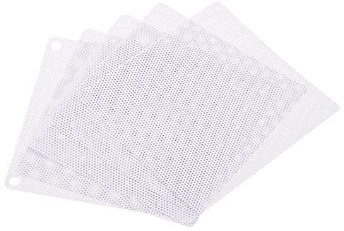 sourcing map 80mm Computadora Ventilador Filtro Rejillas PVC Malla Polvo Prueba Estuche Cubierta para Computadoras, Blanco Paquete de 5