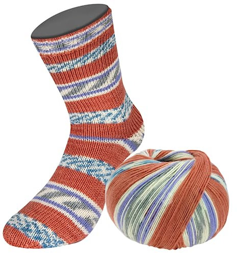 MEILENWEIT 100g Seta Adriana 3243 - Blaugrau/Weiß/Terracotta/Lila/Schilf