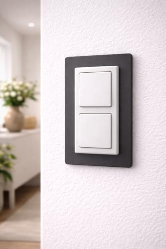 Tapetenschutz Dekorrahmen Wandschutz Tapetenschoner Lichtschalter Acryl Schalter (2-fach Rahmen, anthrazit)