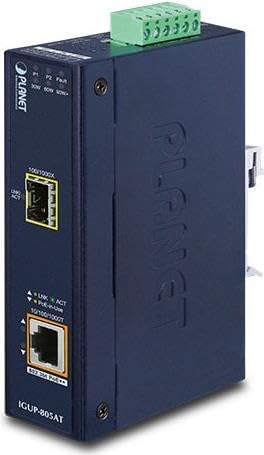 Industrial 1-Port 100/1000X SFP to 1-Port 10/100/1000T 802.3bt PoE++ Media Converter (802.3bt Type-4, PoH, Legacy, Force mode support)