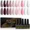 Shining She Gel Nail Polishes Set, 10 Colors Nude Pink White Glitter Gel Polish Soak-Off UV/LED Manicure for Women Nail Art Salon DIY Home, 8ML