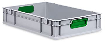 PROREGAL Eurobox NextGen Color | HxBxT 12x40x60cm | 23 Liter | Griffe grün geschlossen | Glatter Boden | Eurobehälter, Transportbox, Transportbehälter, Stapelbehälter