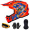 ILM Motorradhelm Kinder Motocross Kinderfahrradreithelm mit Brillen Maske Handschuhe Junge Und Mädchen ECE Model Z705,Fantasy Orange,M