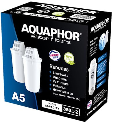 AQUAPHOR A5 Aqualen Wasserfilter-Kartusche Ersatzwasserfilter Filterkartusche 2 Stück für Provence, Prestige, Atlant, Arctic und Smile Tischwasserfilter