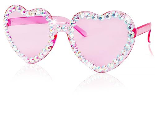 GEBETTER Occhiali a Froma di Cuore Stile Hippie Occhiali Rosa Divertente per Feste Compleanno Carnevale Matrimonio Addio Nubilato Gadget Occhiali da Feste per Bambini Adulti