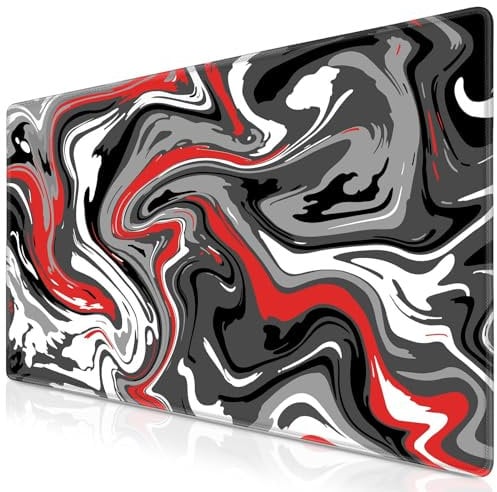 Abetcabe Gaming Mauspad XXL, Mousepad 900 x 400mm, Fluid Art Mauspad groß Vernähte Kanten WassXerdicht Anti-Rutsch für PC, Laptop Verbessert Präzision und Geschwindigkei