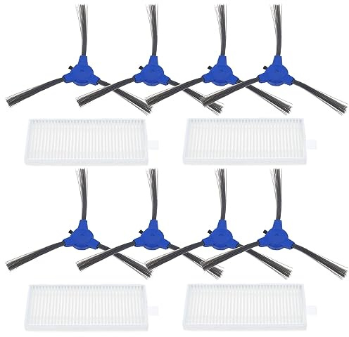EMSea 12-teiliger Seitenbürsten Und Filter Ersatz Kompatibel mit Bagotte BG600 BG700 BG80 Roboter-Staubsauger Rollen-Seitenbürstenfilter
