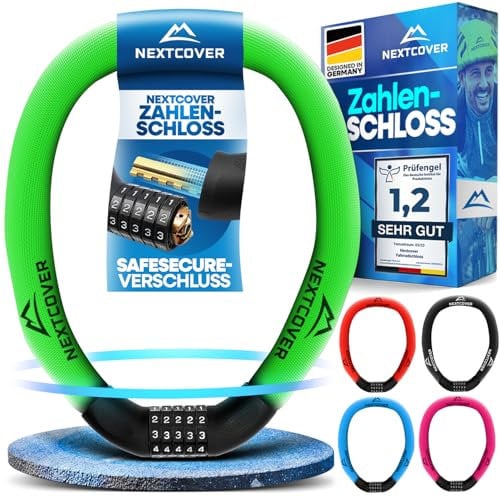 NEXTCOVER® Fahrradschloss mit Zahlencode LockPro - Das Original - [SAFESECURE] hohe Sicherheit I 5- stelliger Zahlencode, Zahlenschloss Fahrrad Stahl I Bike Lock für E-Bike I Kettenschloss