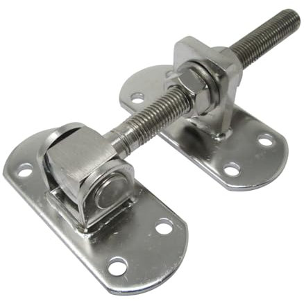 SO-TOOLS® Torscharnier M16 lang mit 2 Befestigungsplatten, echt Edelstahl, verstellbar Konstruktionsscharnier Anschraubscharnier für schwere Tore und Stahltüren