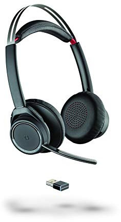 Poly - Voyager Focus UC (Plantronics) - Bluetooth Dual-Ear (Stereo) Headset with Boom Mic - USB-A Compatible with PC and Mac - Active Noise Canceling - Works with Teams, Zoom & more (Renewed)