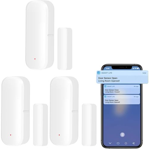 3xZigbee Smart Türsensor, Tür-Fenstersensor – Tuya drahtloser Türfenster Sensor Alarm App Push Benachrichtigungen, kabelloser Fensterkontakt-Sensor für Heimsicherheit und Smart-Home-Automatisierung