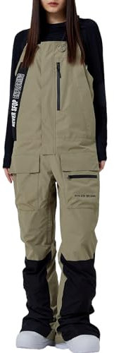 HOUZONIY Skihosen Für Damen, Damen Schnee Lätzchen, Wasserdicht Winddicht Isolierte Skihose, verschleißfeste Latzhose, Wandern, Klettern(MTX643-Armeegrün S)