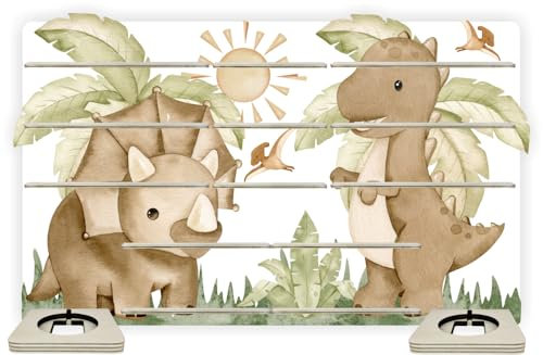 Farbklecks-Collection Musikboxregal Dino Freunde mit Zwei Haltern - passend für Toniebox - Regal mit Platz für 2 Boxen sowie 75-80 Figuren