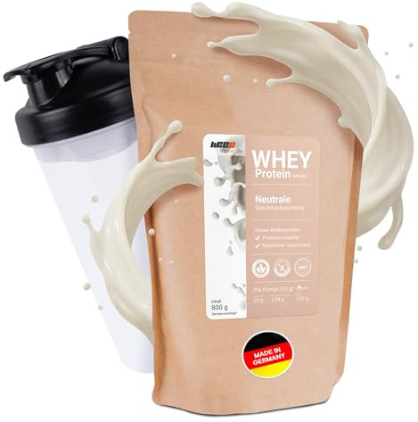 hCGC Whey Protein Pulver Neutral Starter-Set + Shaker - WPC 80, 800g reines & natürliches Molkenprotein Pulver - hoher Proteingehalt, ohne Süßstoffe &Zusätze - für Muskelaufbau, Diät & Stoffwechselkur